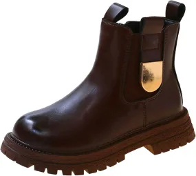 Autumn and Winter Children Boots Girls Ankle Boots Thick Bottom Non Slip Upper Side Zipper Solid Girl Rain Boots Size 5