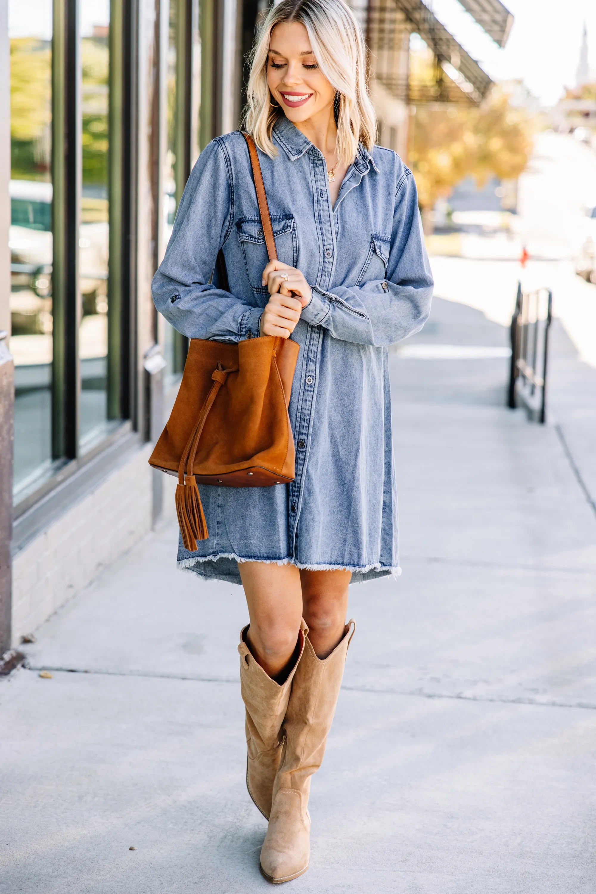 Back To You Denim Blue Chambray Dress