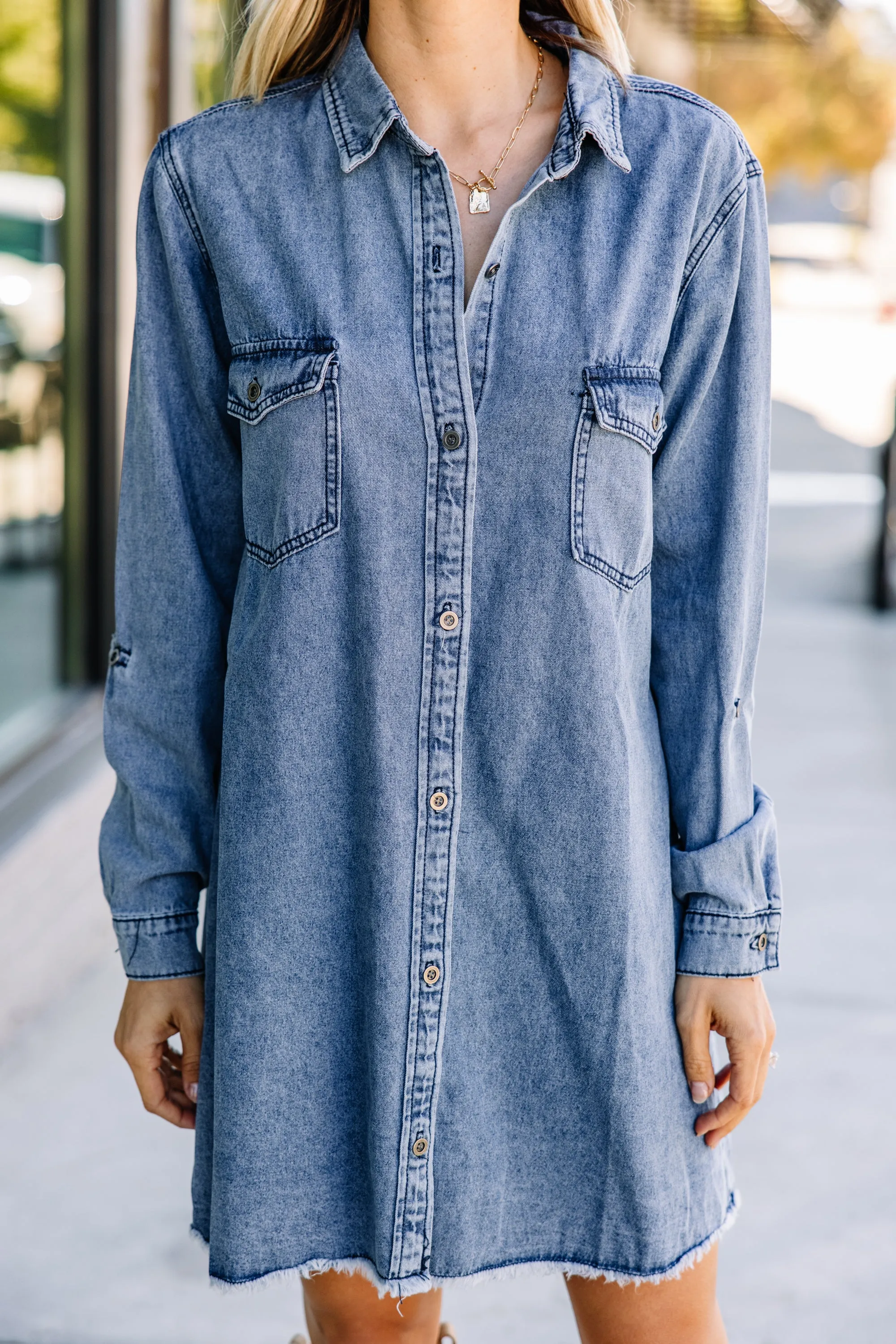 Back To You Denim Blue Chambray Dress