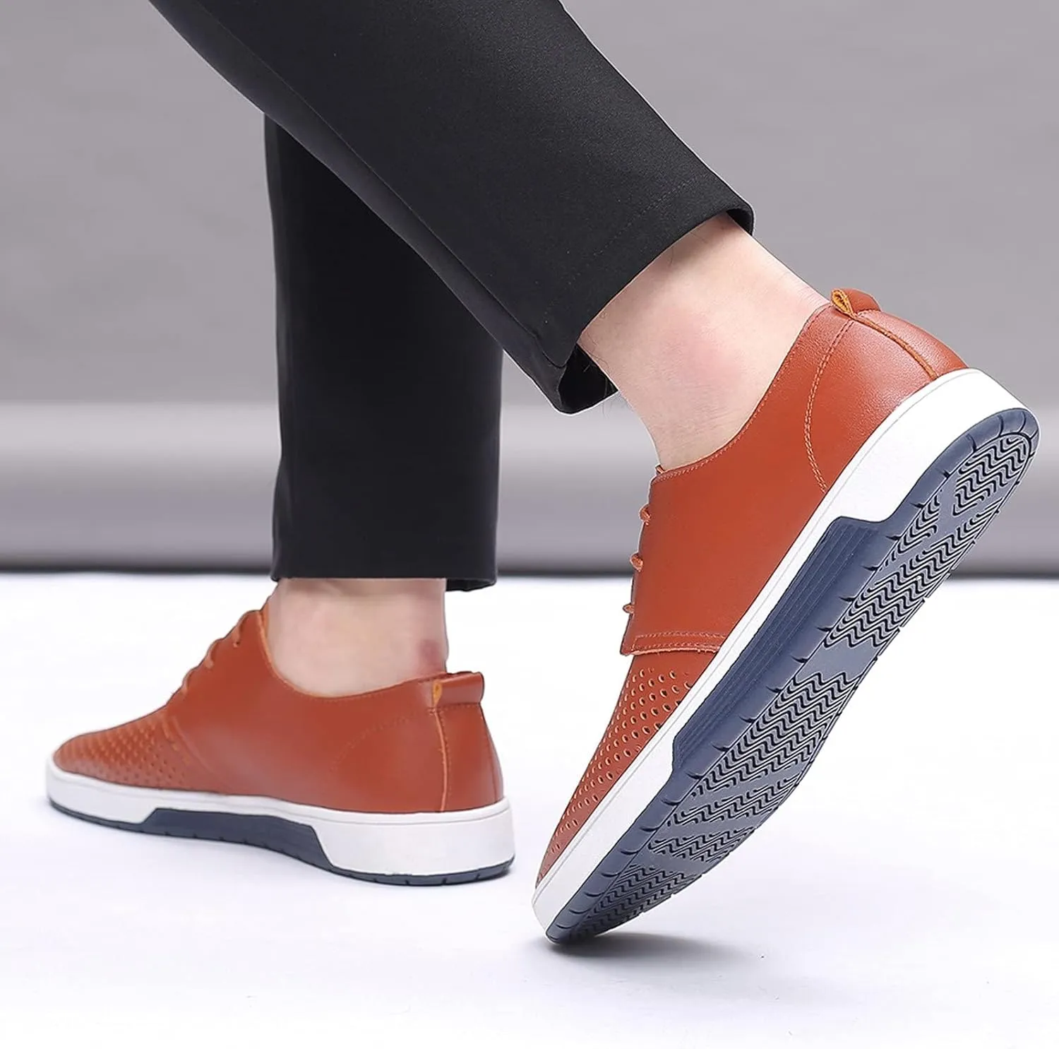BORAMAX Men's Casual Non-Slip Oxford Shoes -Men's Flat Fashion Breathable Business Formal Dress Sneakers Dress Shoes for Men