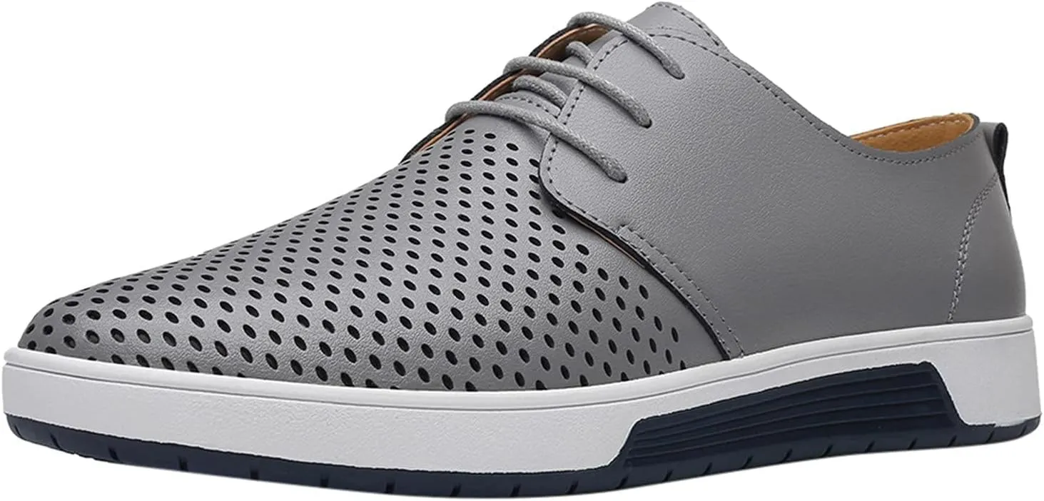 BORAMAX Men's Casual Non-Slip Oxford Shoes -Men's Flat Fashion Breathable Business Formal Dress Sneakers Dress Shoes for Men