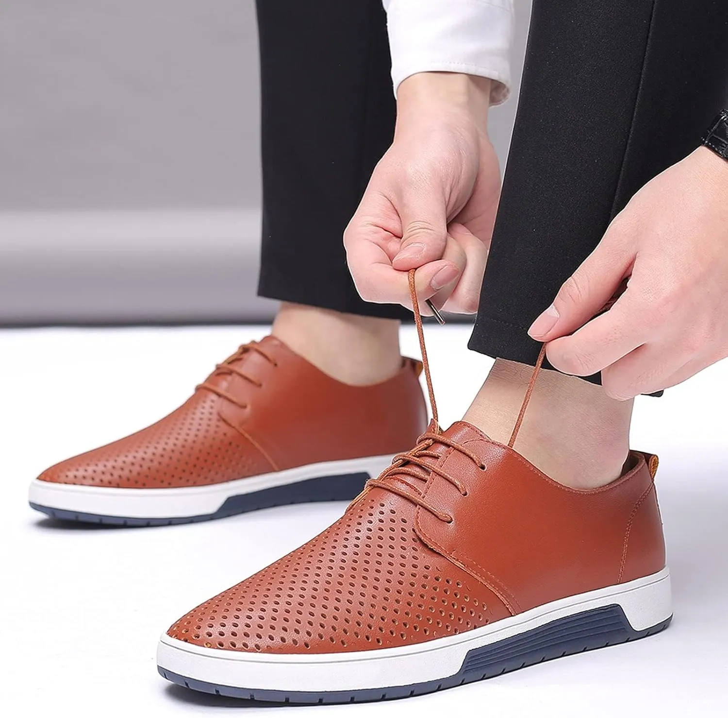 BORAMAX Men's Casual Non-Slip Oxford Shoes -Men's Flat Fashion Breathable Business Formal Dress Sneakers Dress Shoes for Men