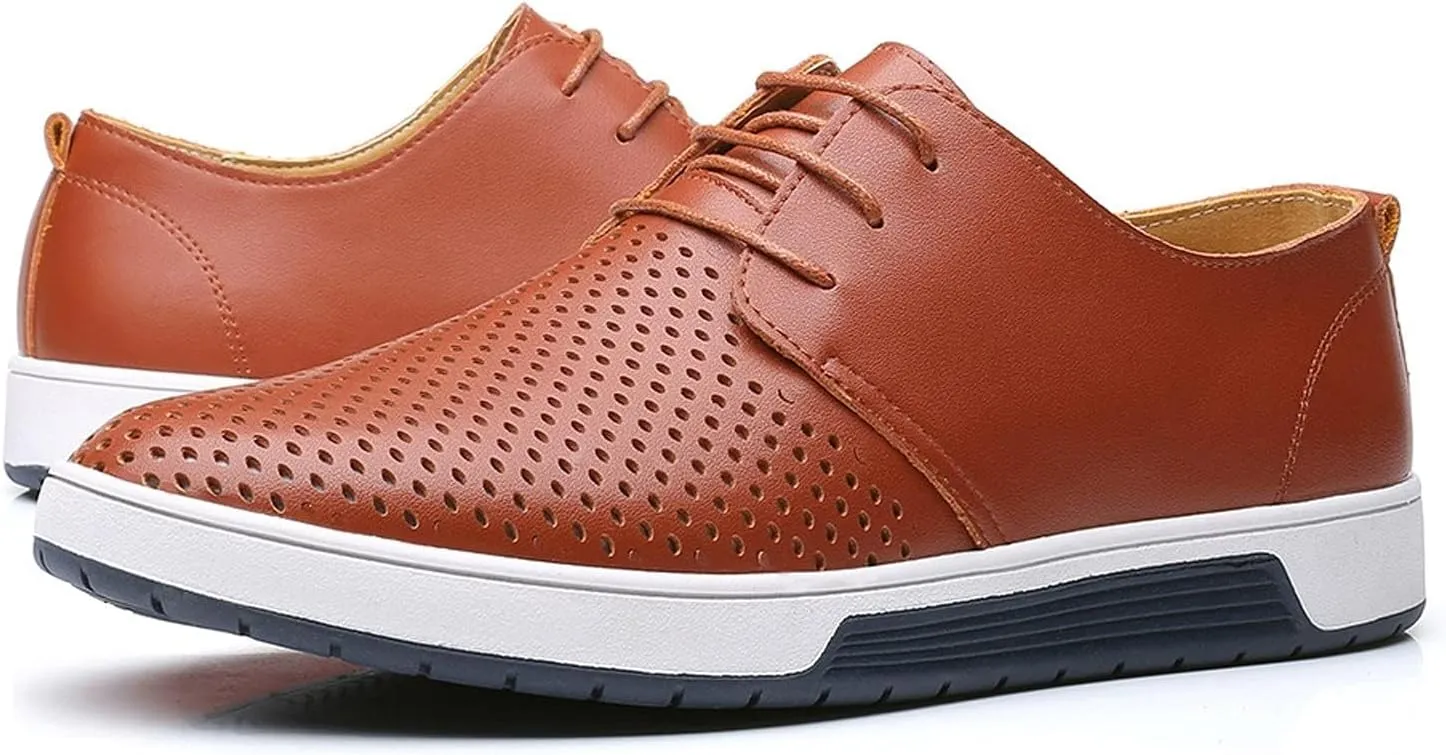 BORAMAX Men's Casual Non-Slip Oxford Shoes -Men's Flat Fashion Breathable Business Formal Dress Sneakers Dress Shoes for Men