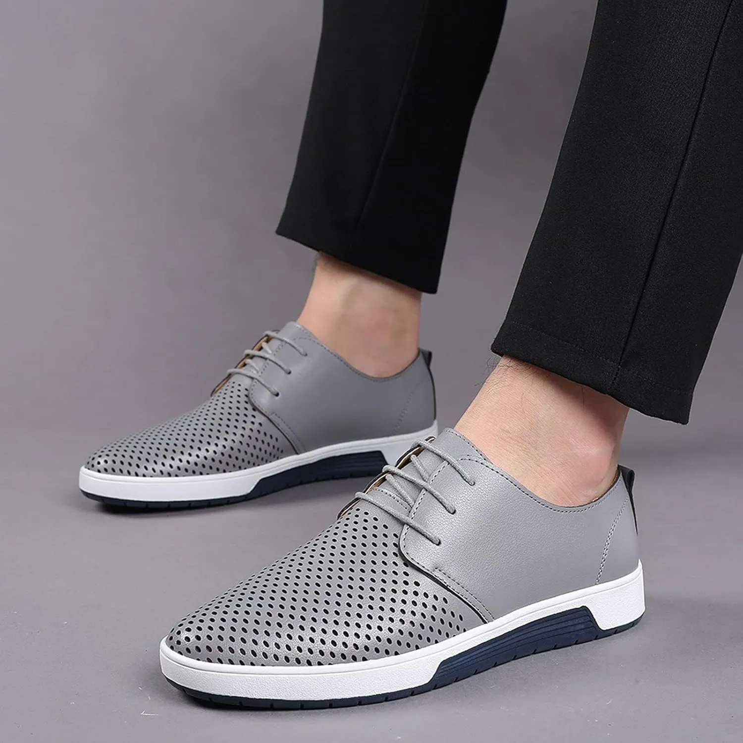 BORAMAX Men's Casual Non-Slip Oxford Shoes -Men's Flat Fashion Breathable Business Formal Dress Sneakers Dress Shoes for Men