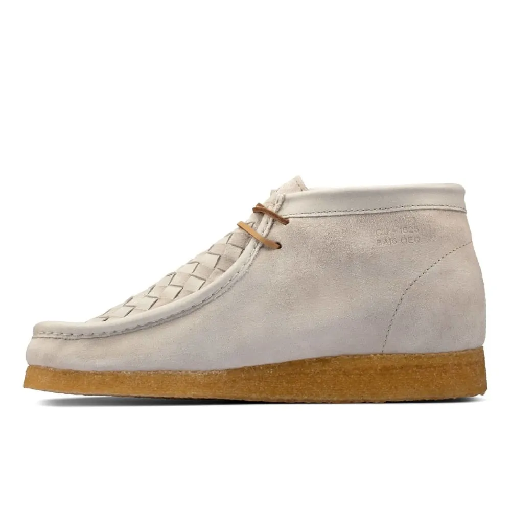 Clarks Originals Wallabee Boots Men's White Woven Suede Canvas 26159539