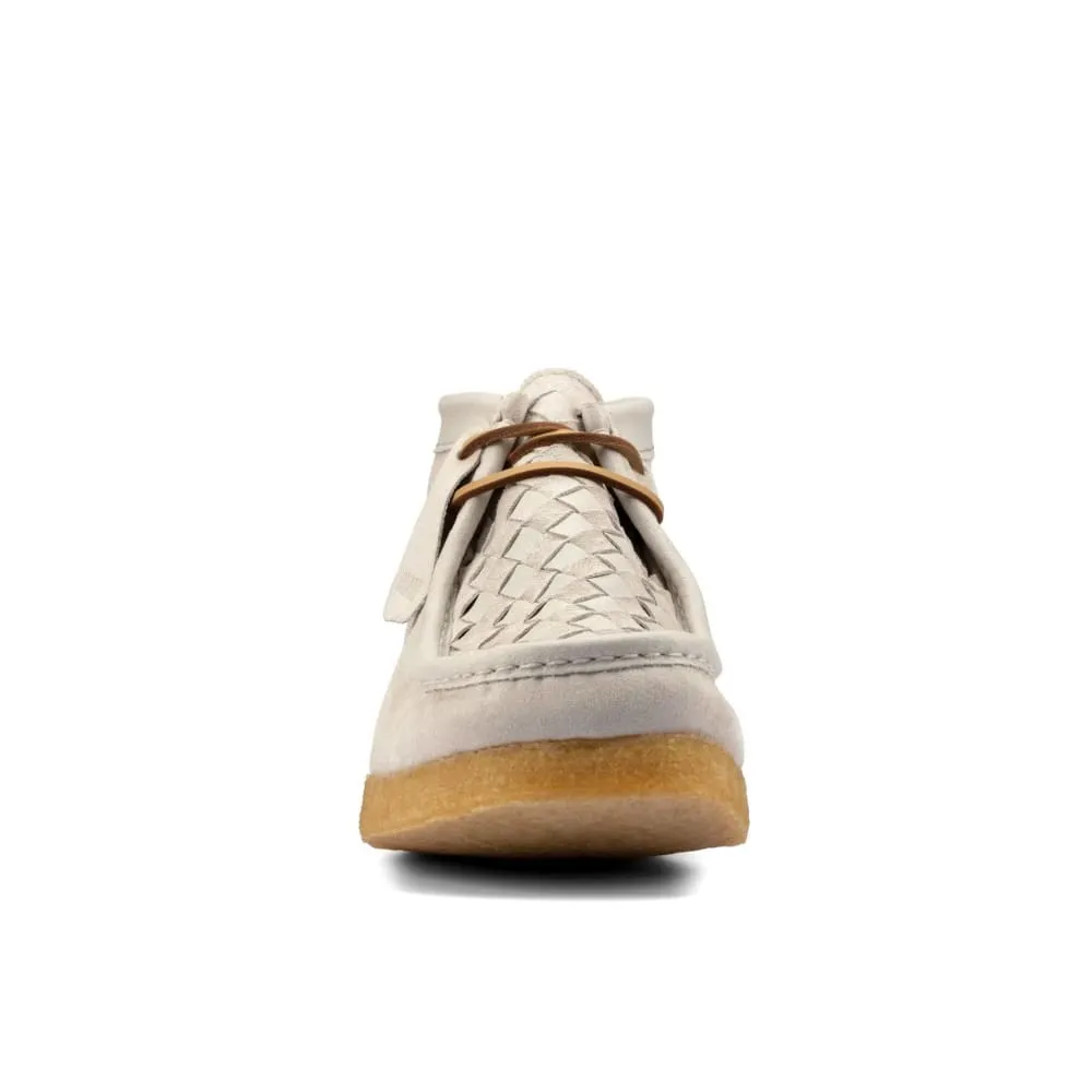 Clarks Originals Wallabee Boots Men's White Woven Suede Canvas 26159539