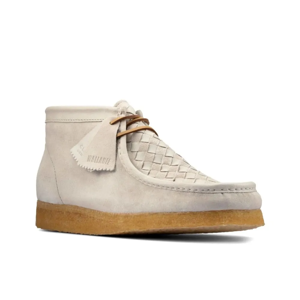 Clarks Originals Wallabee Boots Men's White Woven Suede Canvas 26159539