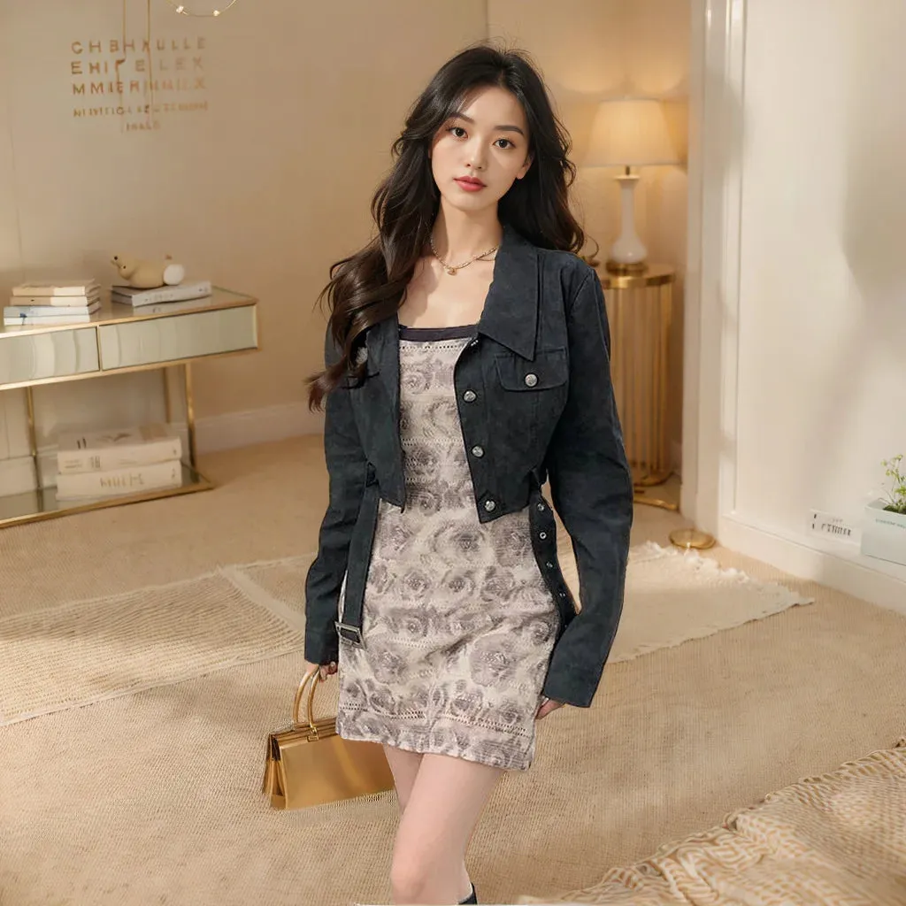 cold weather outfits Joskaa Sweet Spicy Women's Suit Dull PU Leather Jacket Autumn Collection Short Coat Women's Matching Sexy Slims Smooths Your Silhouette