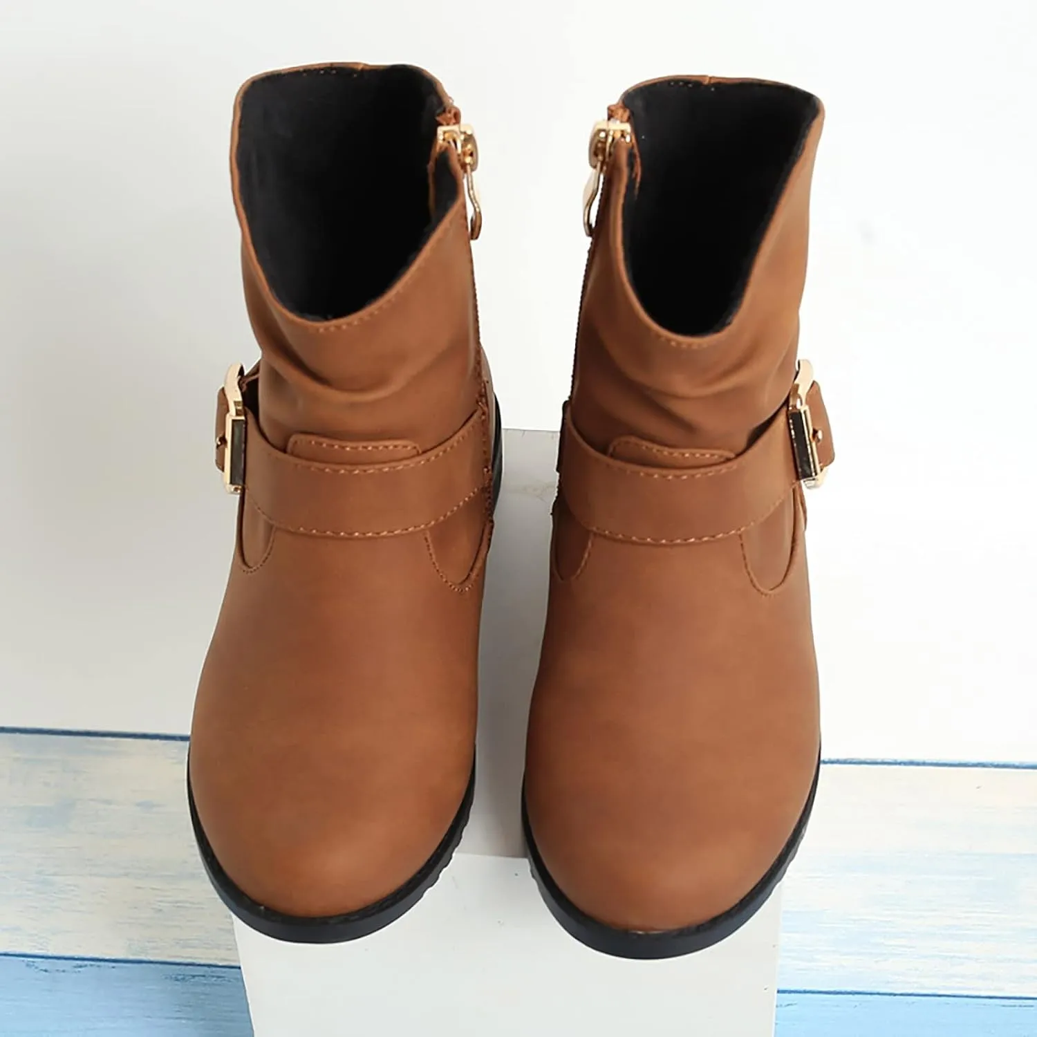 Cowboy Boots Toddler Girl Girls Ankle Boots Side Zipper Booties Little Girls Western Boots Low Heel Riding Booties