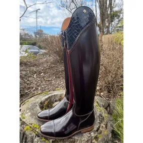 Custom DeNiro Raffaello Dressage Boot - Brushed Burgundy with Lucidi Blue Lisa Top & Fineline