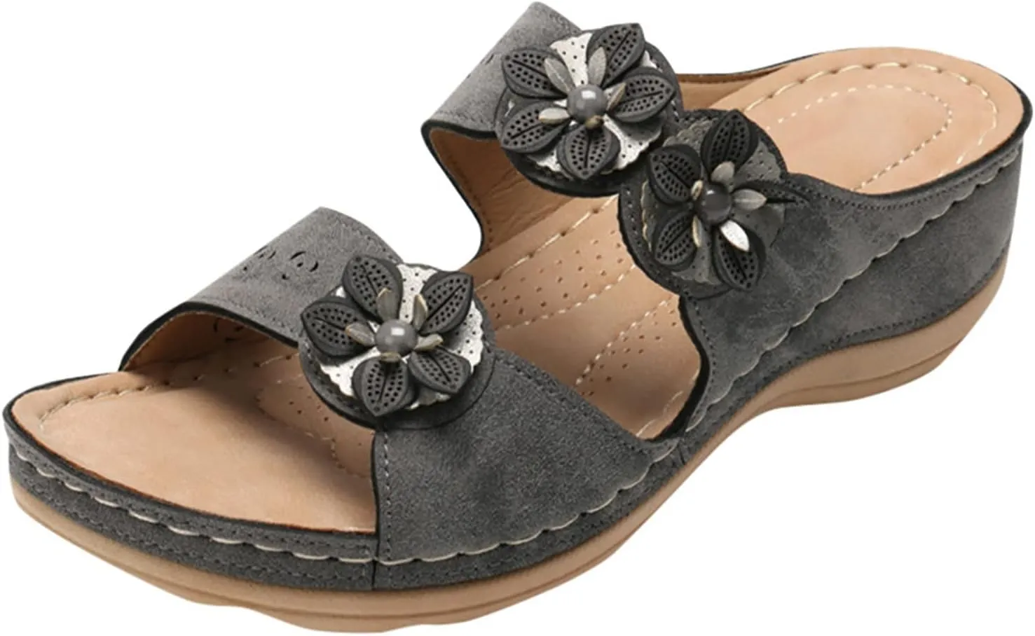 Eduavar Platform Sandals Women Casual Dressy Walking Shoes Lightweight Athletic Arch Support Slides Comfortable Wedge Slipper