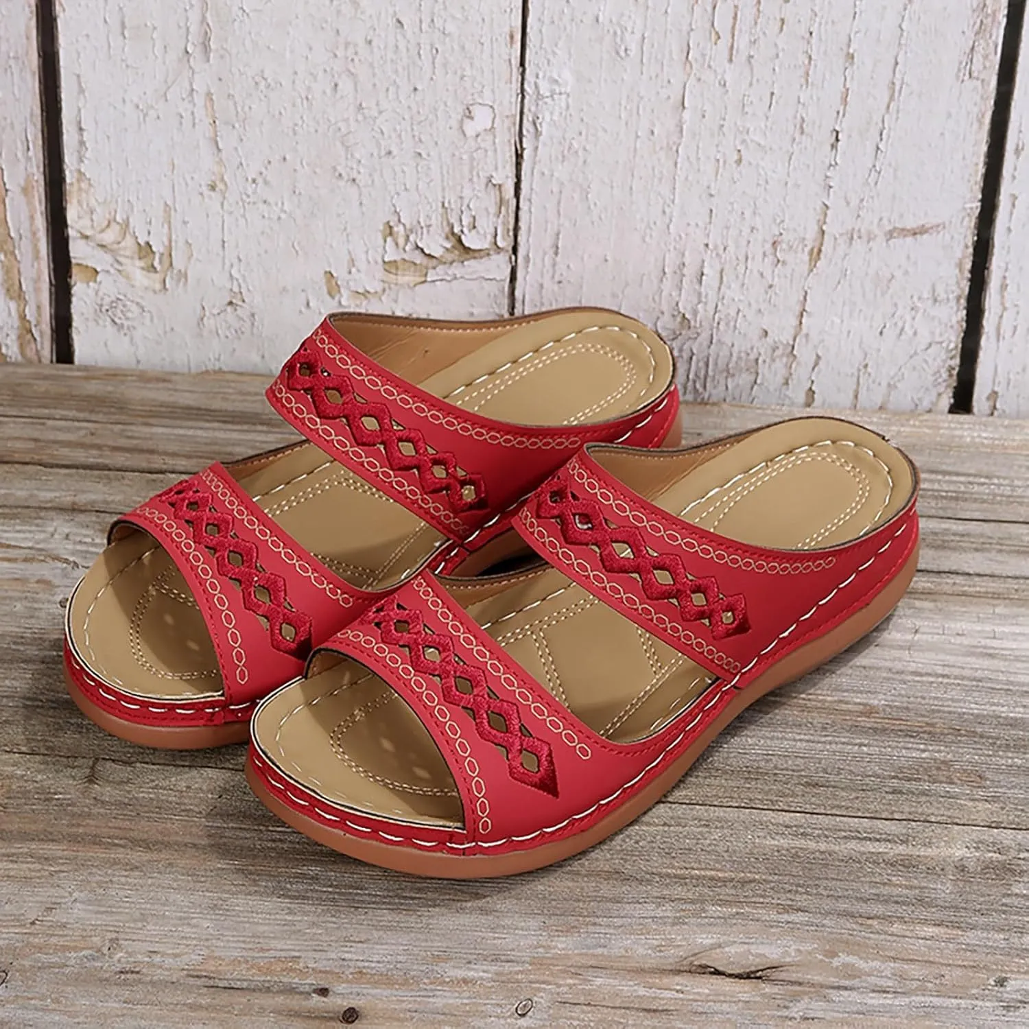 Eduavar Sandals for Women 2025 Orthopedic with Arch Support Lightweight Soft Comfort Summer Beach Slip On Walking Slippers