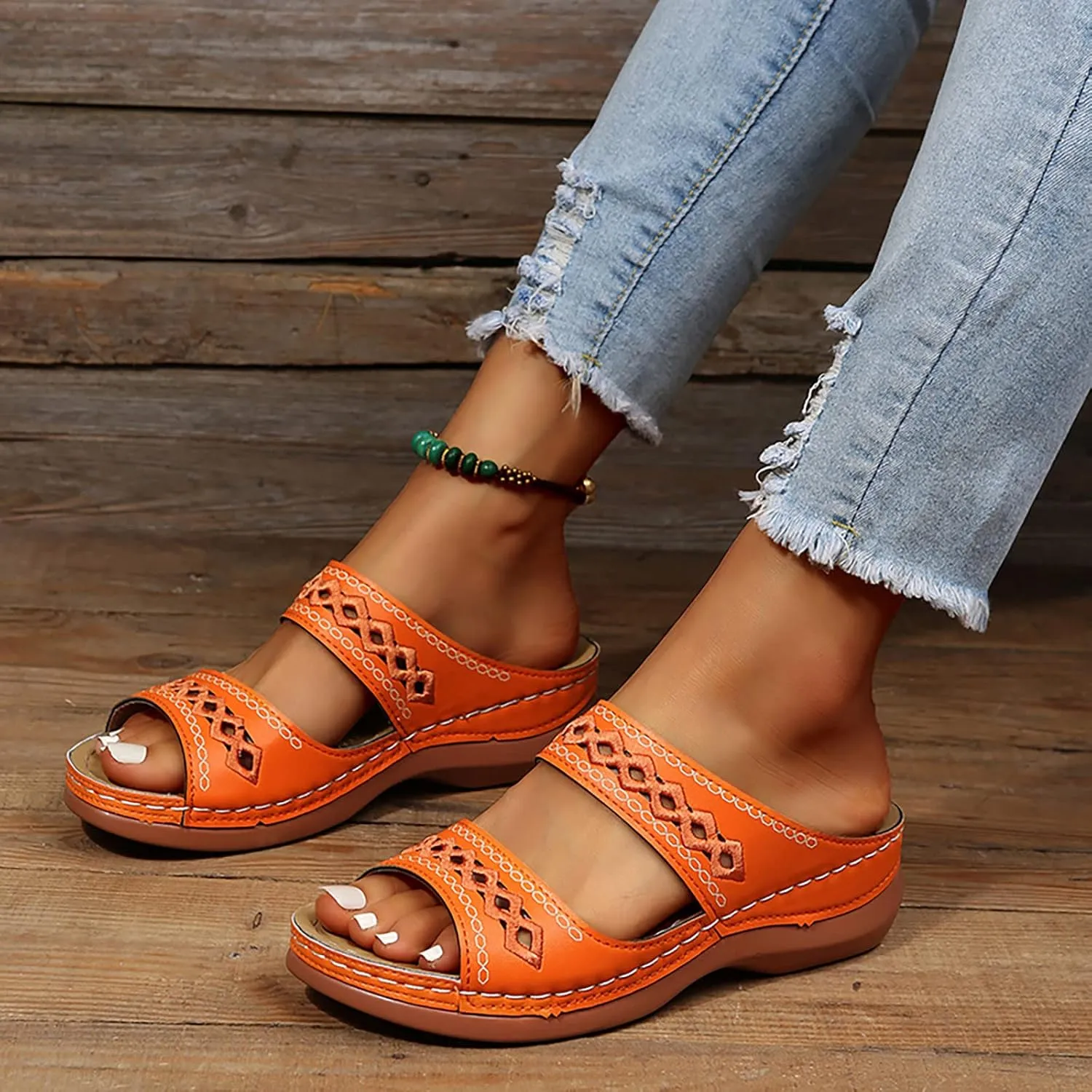 Eduavar Sandals for Women Dressy Summer, Orthopedic Sandals for Women Casual Open Toe Sandals Slippers Summer Beach Sandals