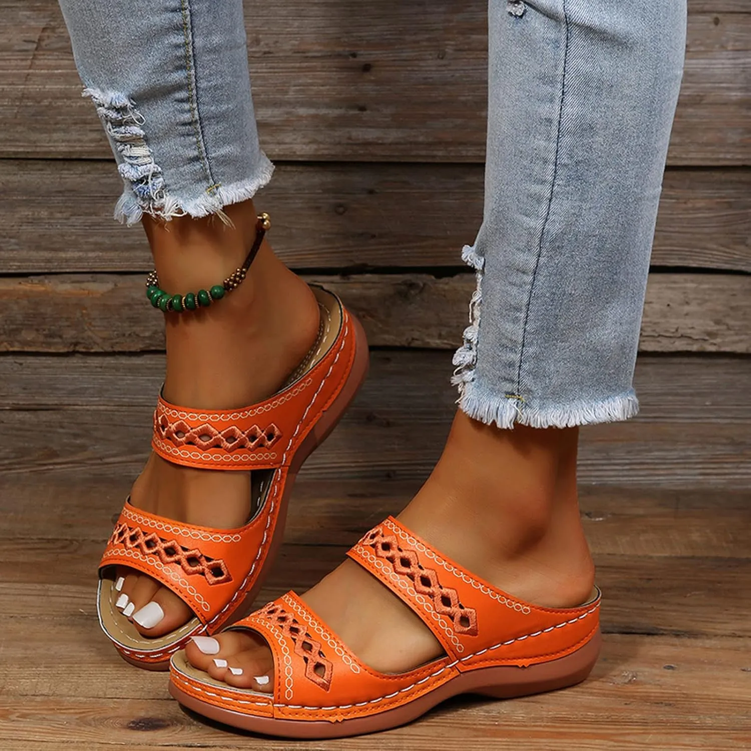 Eduavar Sandals for Women Dressy Summer, Orthopedic Sandals for Women Casual Open Toe Sandals Slippers Summer Beach Sandals
