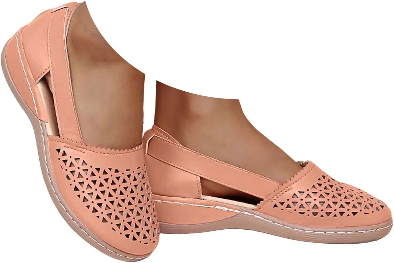 Eduavar Womens Sandals Casual Summer Mesh Wedge Slip-On with Arch Support Orthopedic Fisherman Closed Toe Sandals Footwear