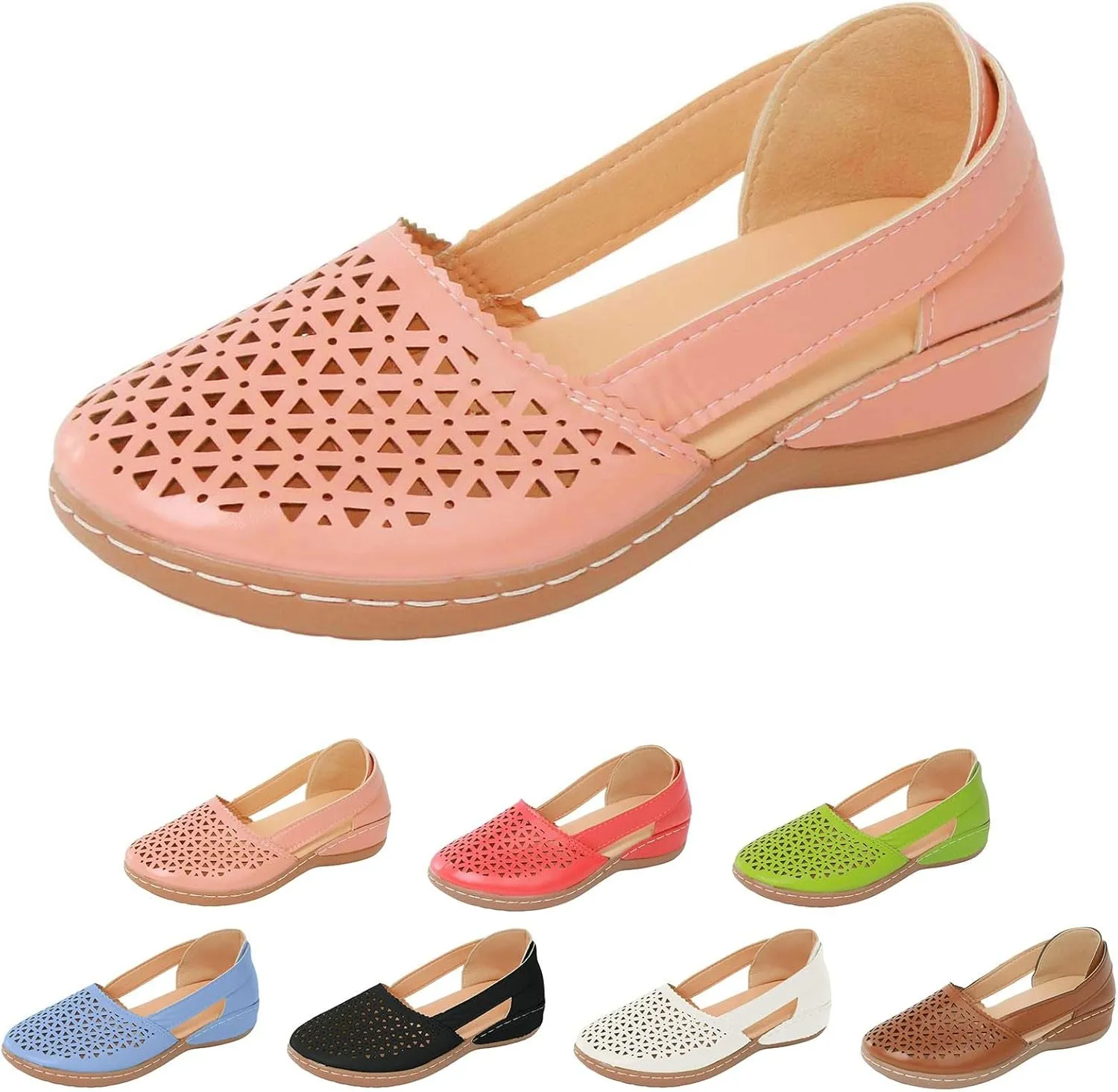 Eduavar Womens Sandals Casual Summer Mesh Wedge Slip-On with Arch Support Orthopedic Fisherman Closed Toe Sandals Footwear