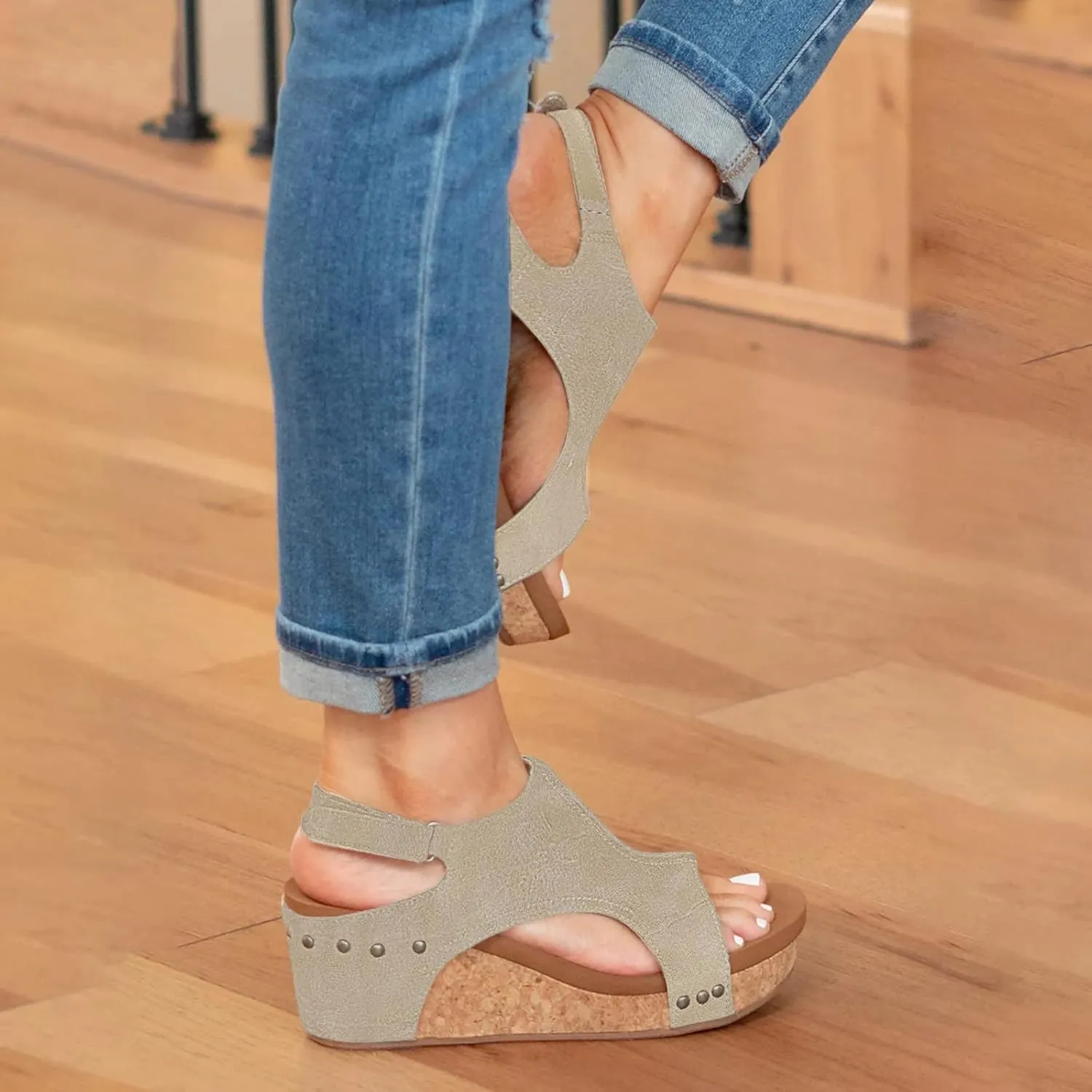Eduavar Womens Wedge Sandals, Orthopedic Sandals for Women High Wedge Platform Open Toe Sandals with Ankle Strap