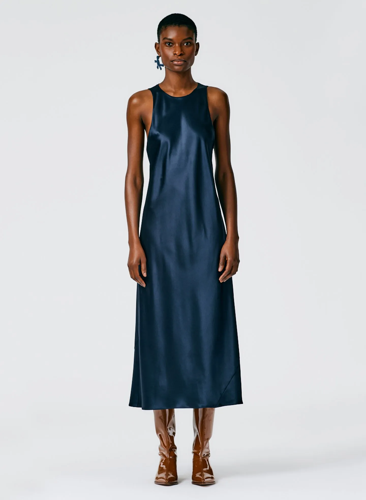 Heavy Satin Midi Bias Dress