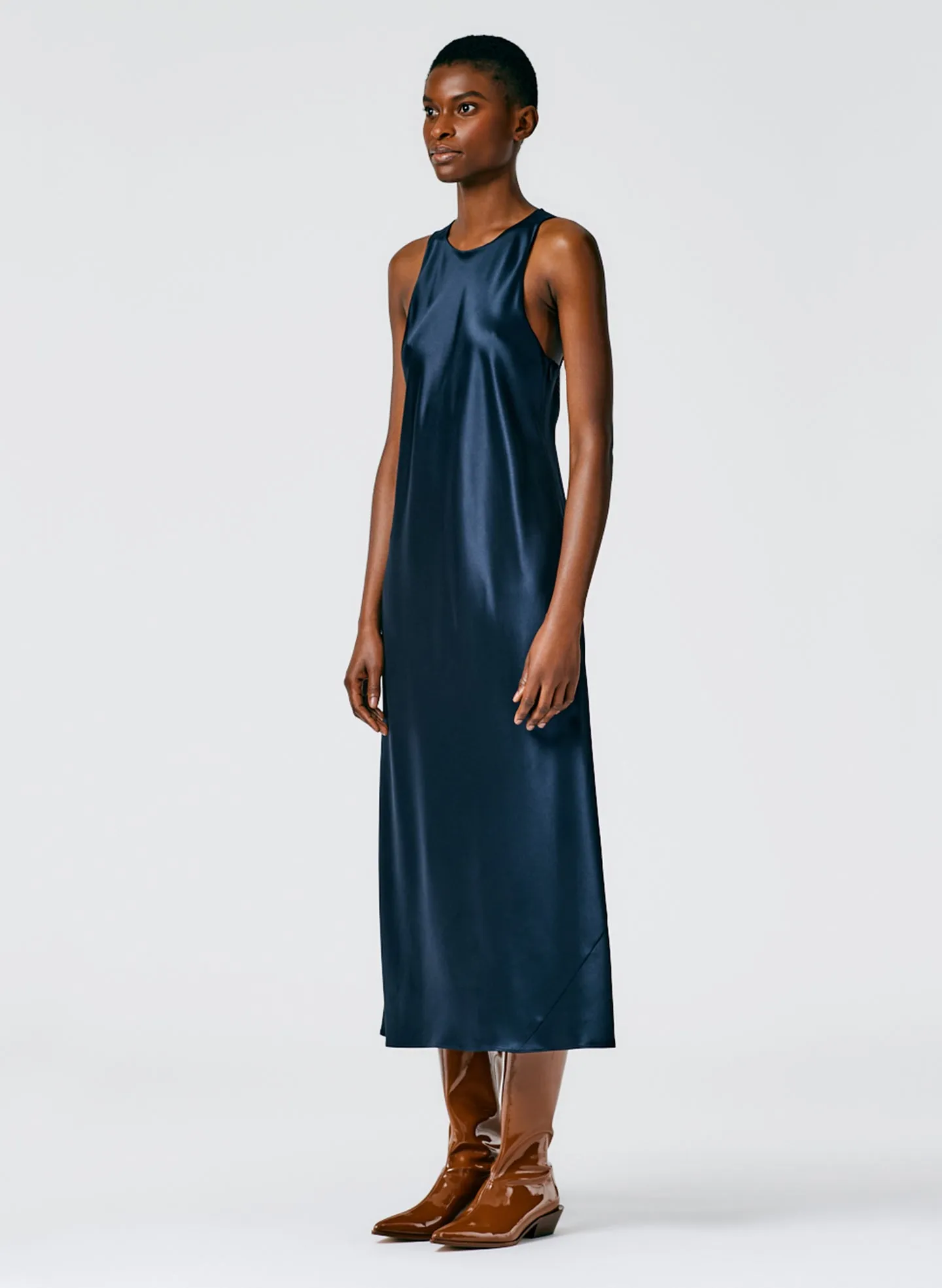Heavy Satin Midi Bias Dress