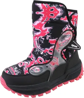 Kids Snow Boots Winter Thicken Warm Shoes for Boys Girls Lightweight Anti-Slip Cold Weather Mid Boots for Girls Size 8