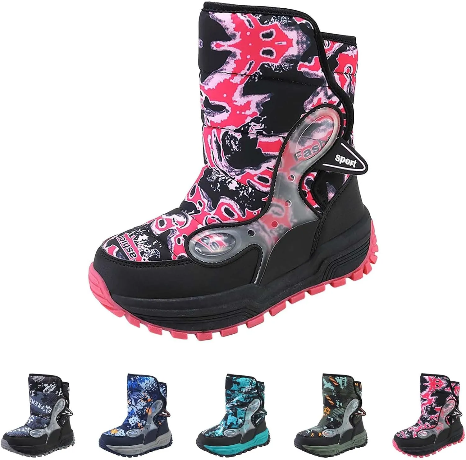 Kids Snow Boots Winter Thicken Warm Shoes for Boys Girls Lightweight Anti-Slip Cold Weather Mid Boots for Girls Size 8