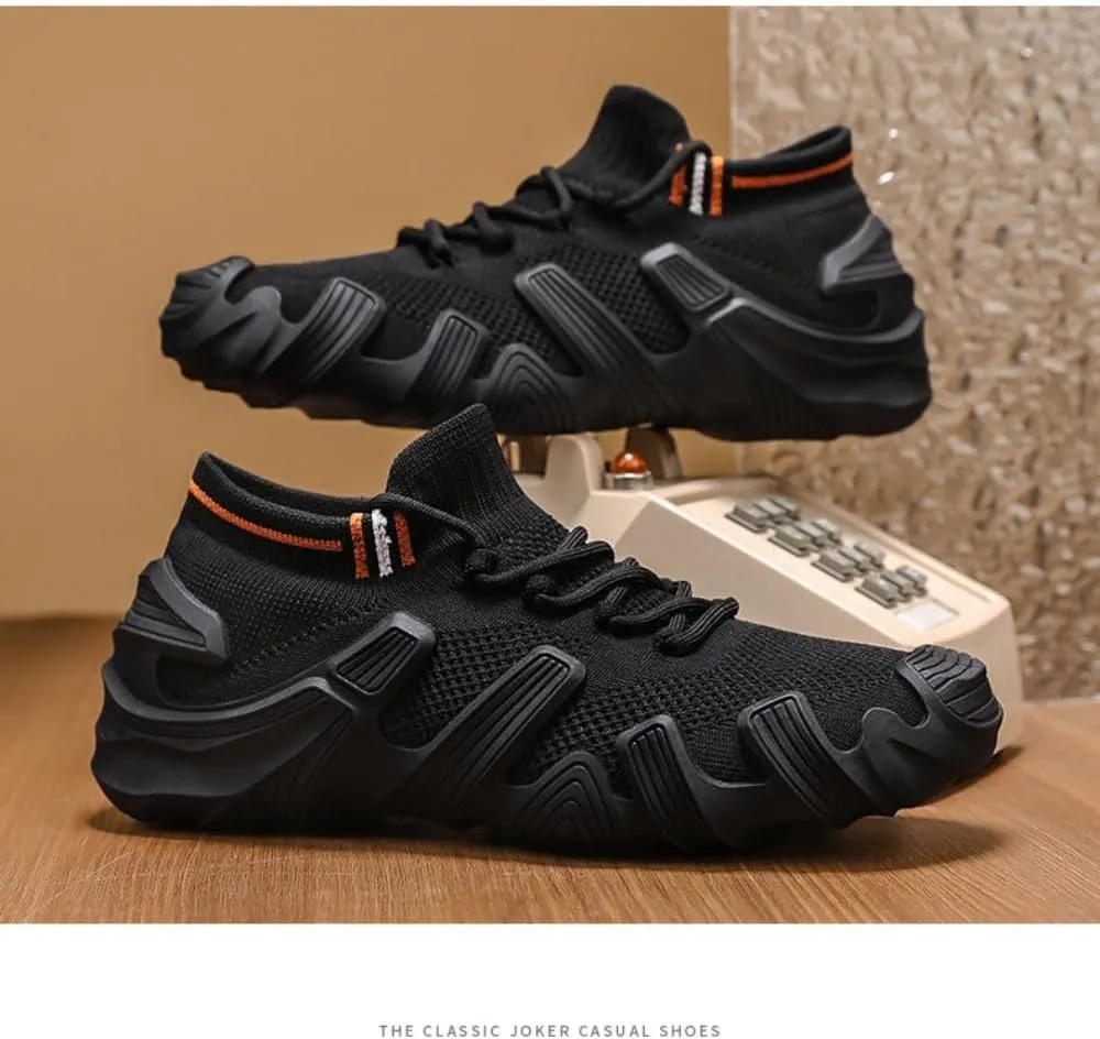 Knit Sneakers for Men Supportive Cushioning Breathable Mesh Thick-Soled for Outdoor Workouts Urban Adventures