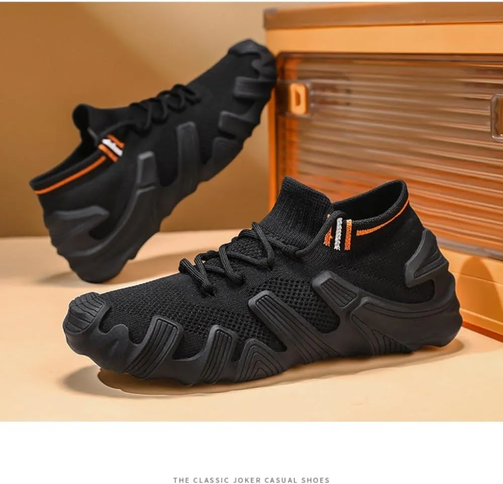 Knit Sneakers for Men Supportive Cushioning Breathable Mesh Thick-Soled for Outdoor Workouts Urban Adventures