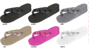 ladies eva wedge flip flops with crochet glitter upper Case of 36