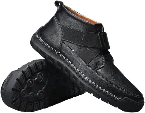 Men's Leather Strap Buckle Slip-On High Top Sneakers Boots Adjustable Fashion Handmade Non-Slip Lightweight Oxford Sneaker Boots Casual Driving Business Dress Boots