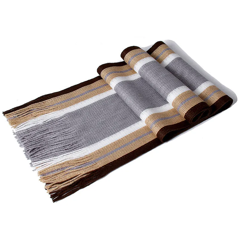 Men's Winter Casual Cotton Scarf With Tassels