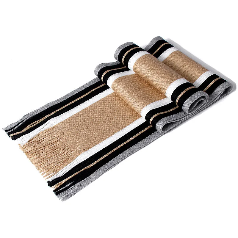 Men's Winter Casual Cotton Scarf With Tassels
