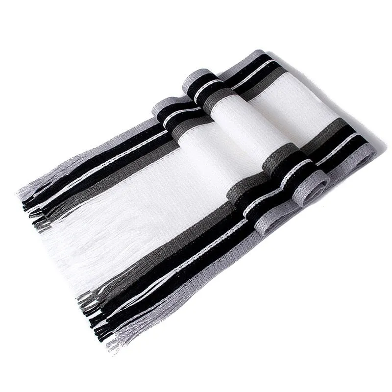 Men's Winter Casual Cotton Scarf With Tassels