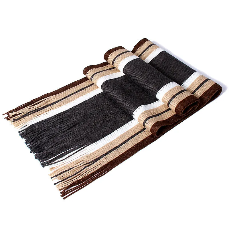 Men's Winter Casual Cotton Scarf With Tassels