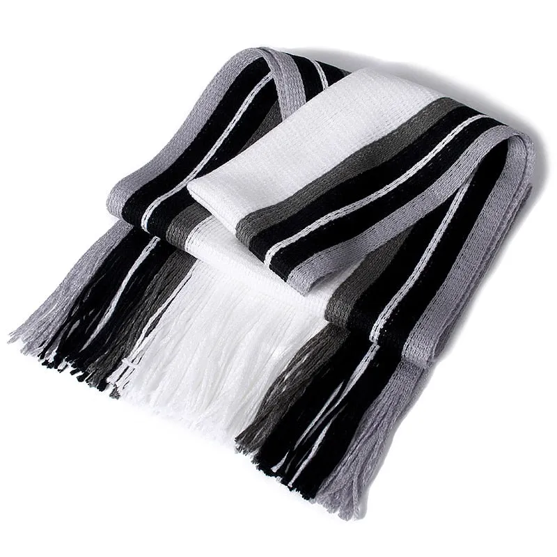 Men's Winter Casual Cotton Scarf With Tassels