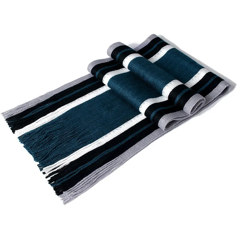 Men's Winter Casual Cotton Scarf With Tassels