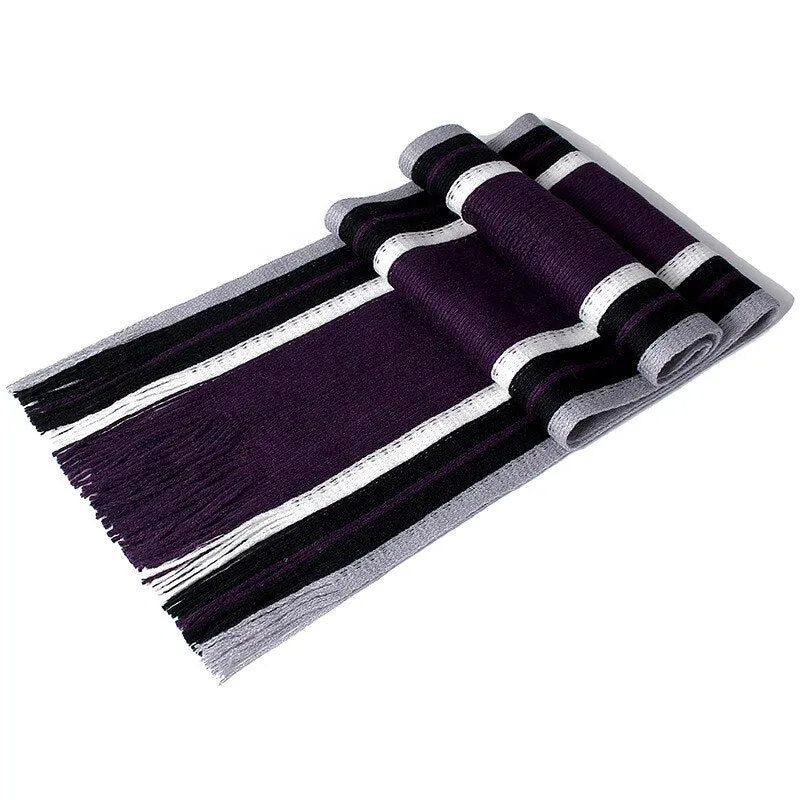Men's Winter Casual Cotton Scarf With Tassels