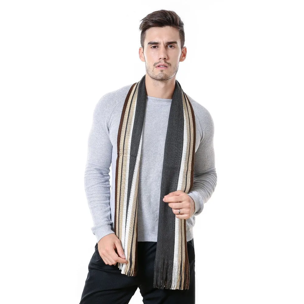 Men's Winter Casual Cotton Scarf With Tassels