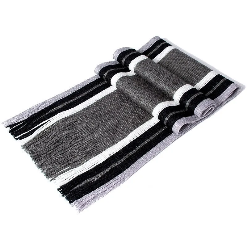 Men's Winter Casual Cotton Scarf With Tassels