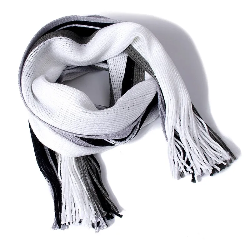 Men's Winter Casual Cotton Scarf With Tassels