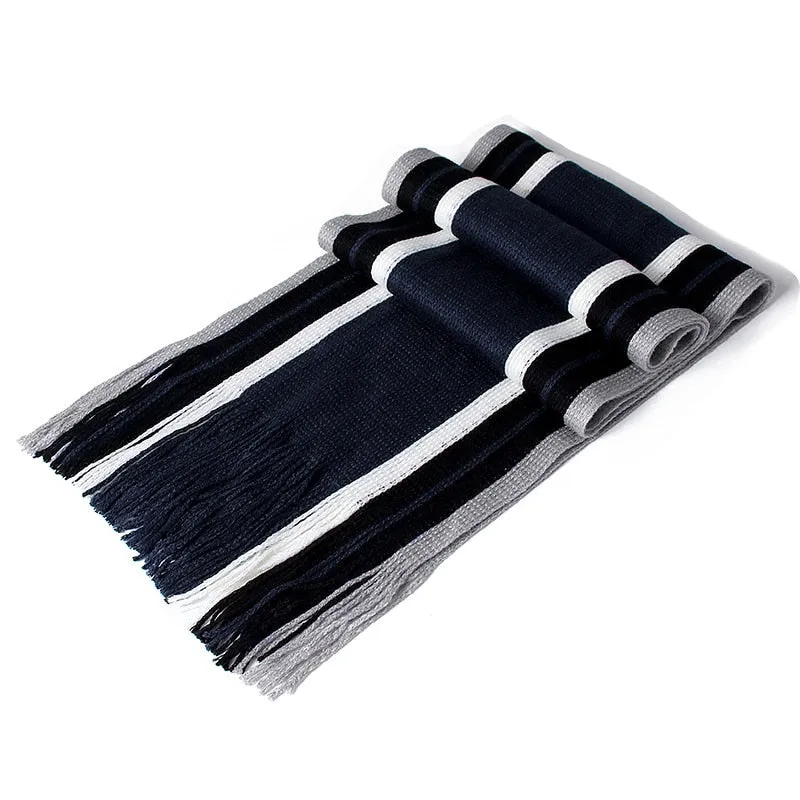 Men's Winter Casual Cotton Scarf With Tassels