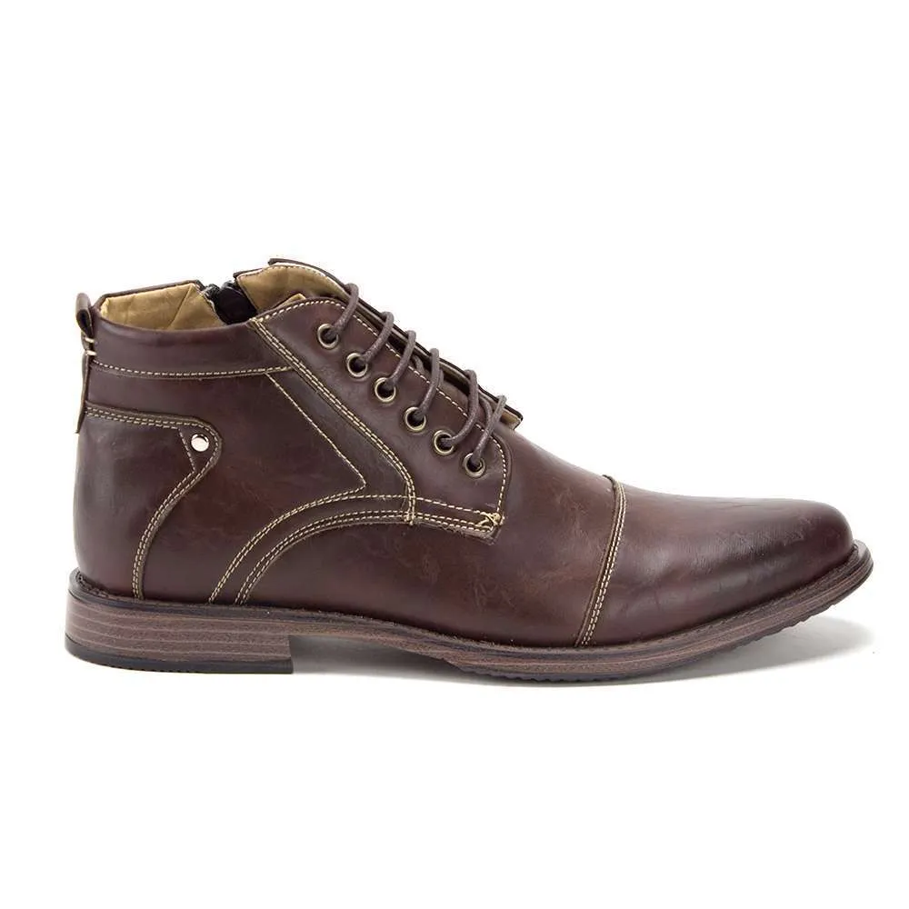 Men's Wolf Ankle High Chelsea Boot Zipped Dress Boots with Laces Casual Work