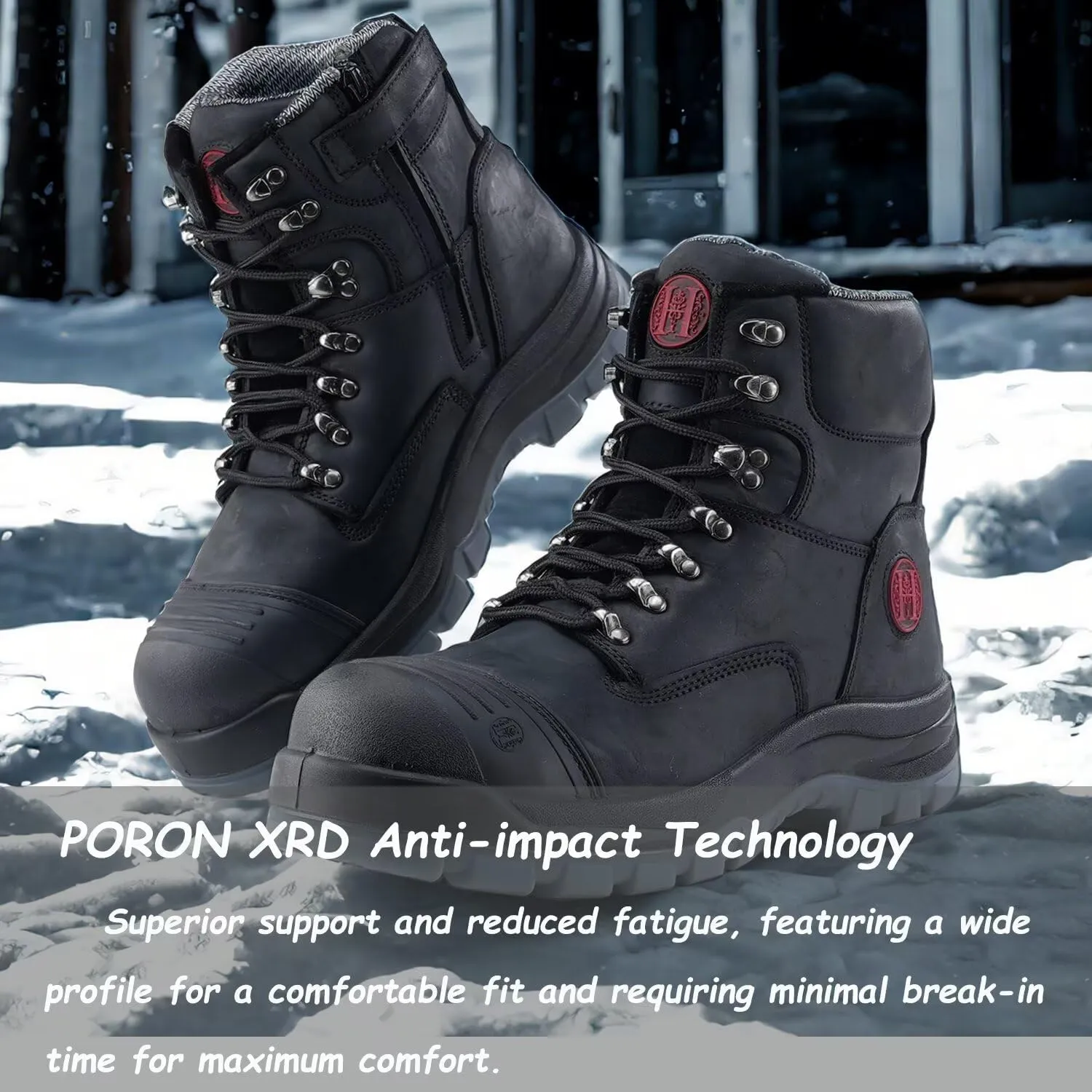 Men's Work Boots, 6" Composite & Soft Toe, Non-Slip Puncture-Proof Safety Shoes, Breathable Work Footwear for Construction, Warehouse, Outdoor
