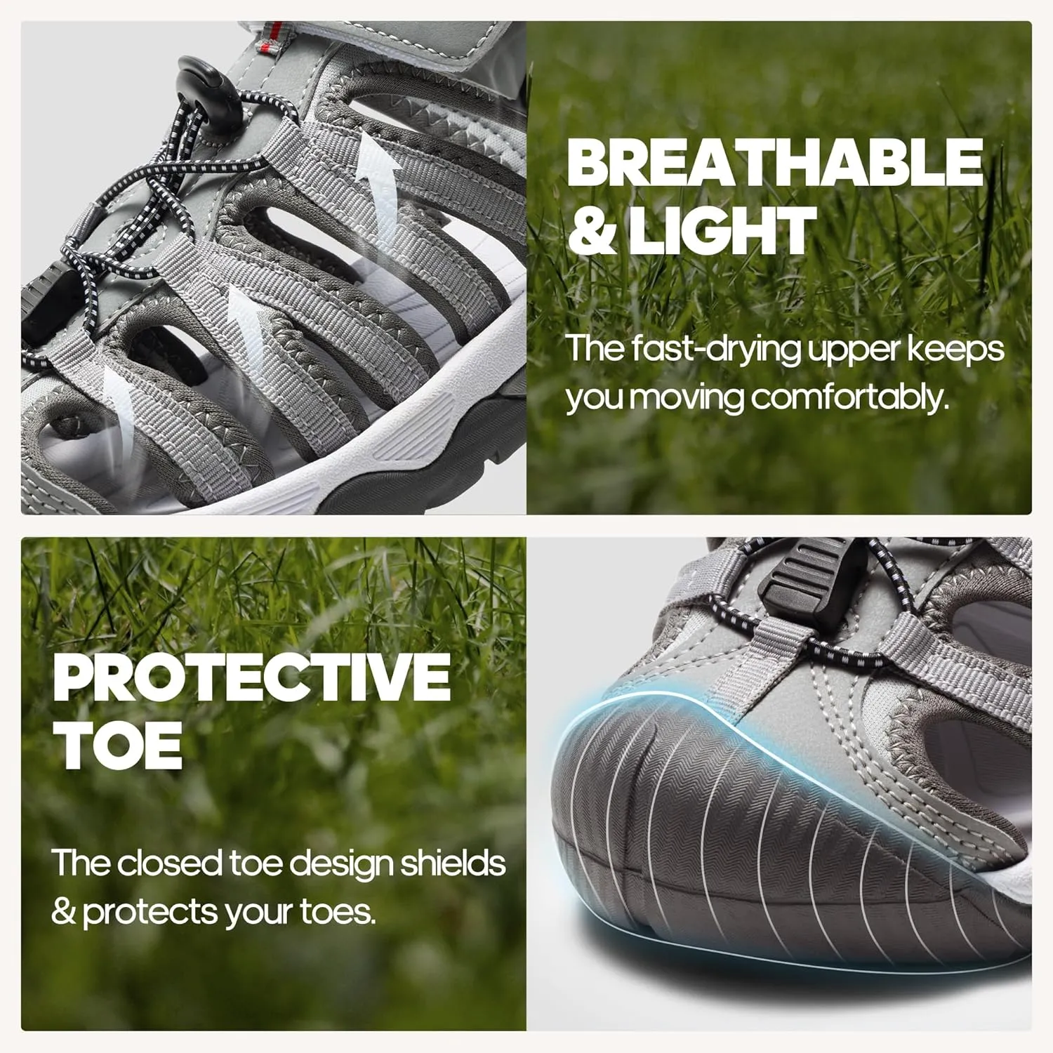 NORTIV 8 Men's Sandals, Closed Toe Athletic Sport Sandals, Mens Summer Shoes, Lightweight Trail Walking Sandals for Men