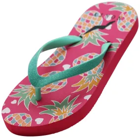 Norty GIRL'S 11-4 FLIP FLOP FUCHSIA PINEAPPLES