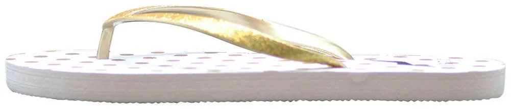 Norty WOMEN'S 5-10 FLIP FLOP WHITE GOLD DOTS