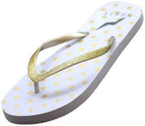 Norty WOMEN'S 5-10 FLIP FLOP WHITE GOLD DOTS