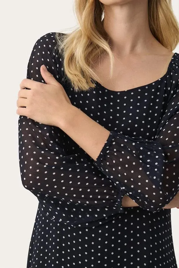 Part Two LankaPW Polka Dot Dress in Navy