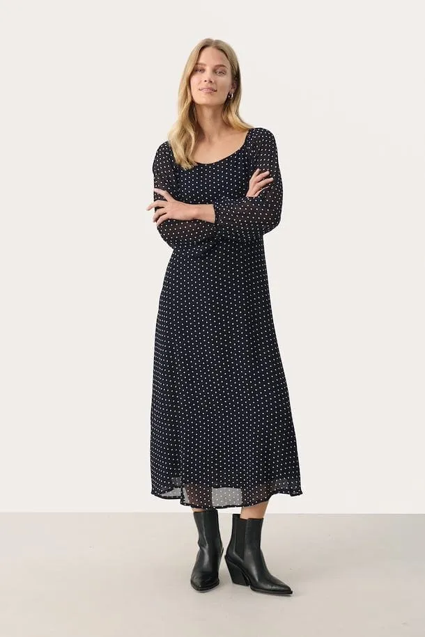 Part Two LankaPW Polka Dot Dress in Navy