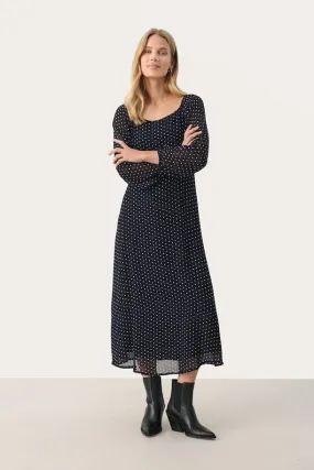 Part Two LankaPW Polka Dot Dress in Navy