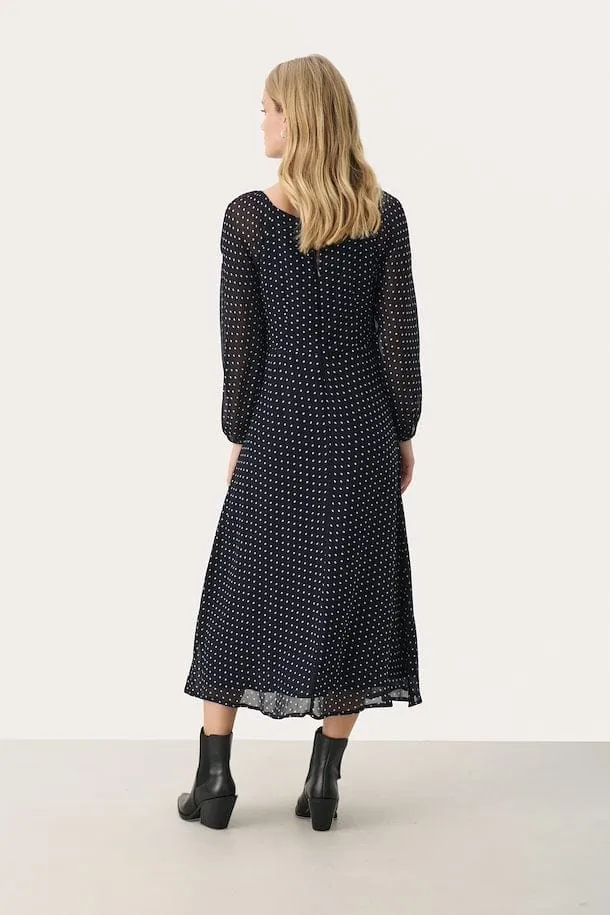 Part Two LankaPW Polka Dot Dress in Navy